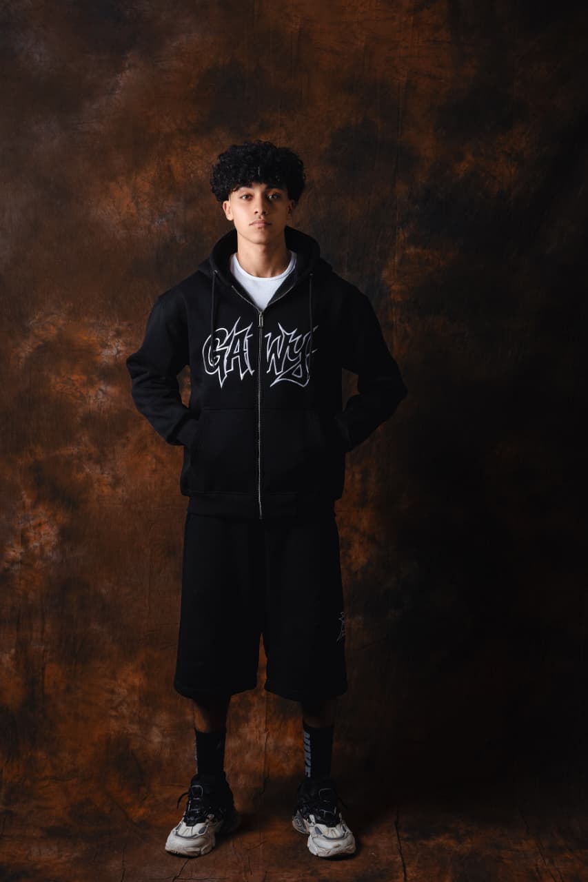 Gawy zipe Hoodie Black