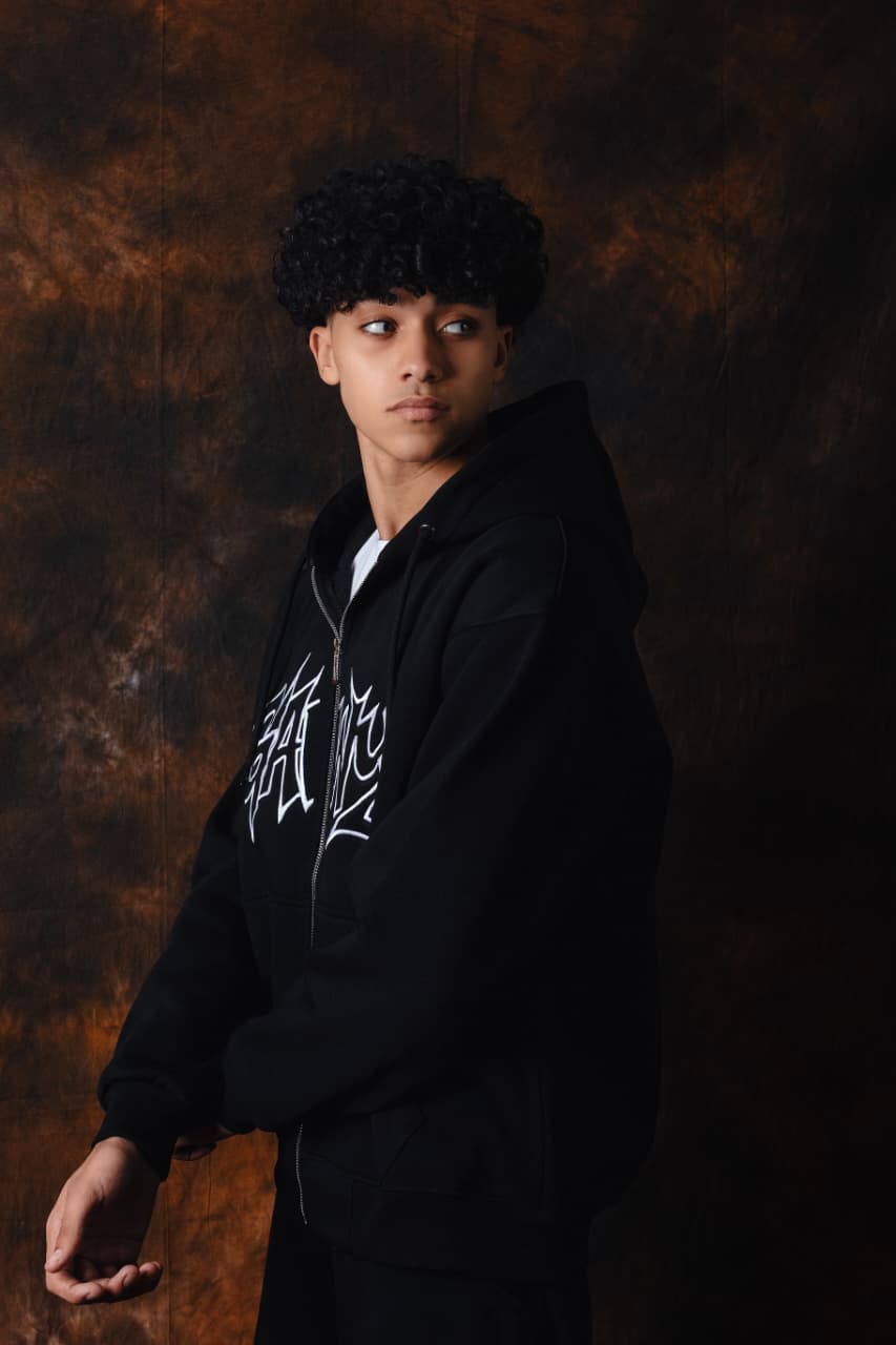 Gawy zipe Hoodie Black