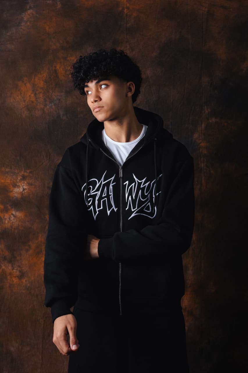 Gawy zipe Hoodie Black
