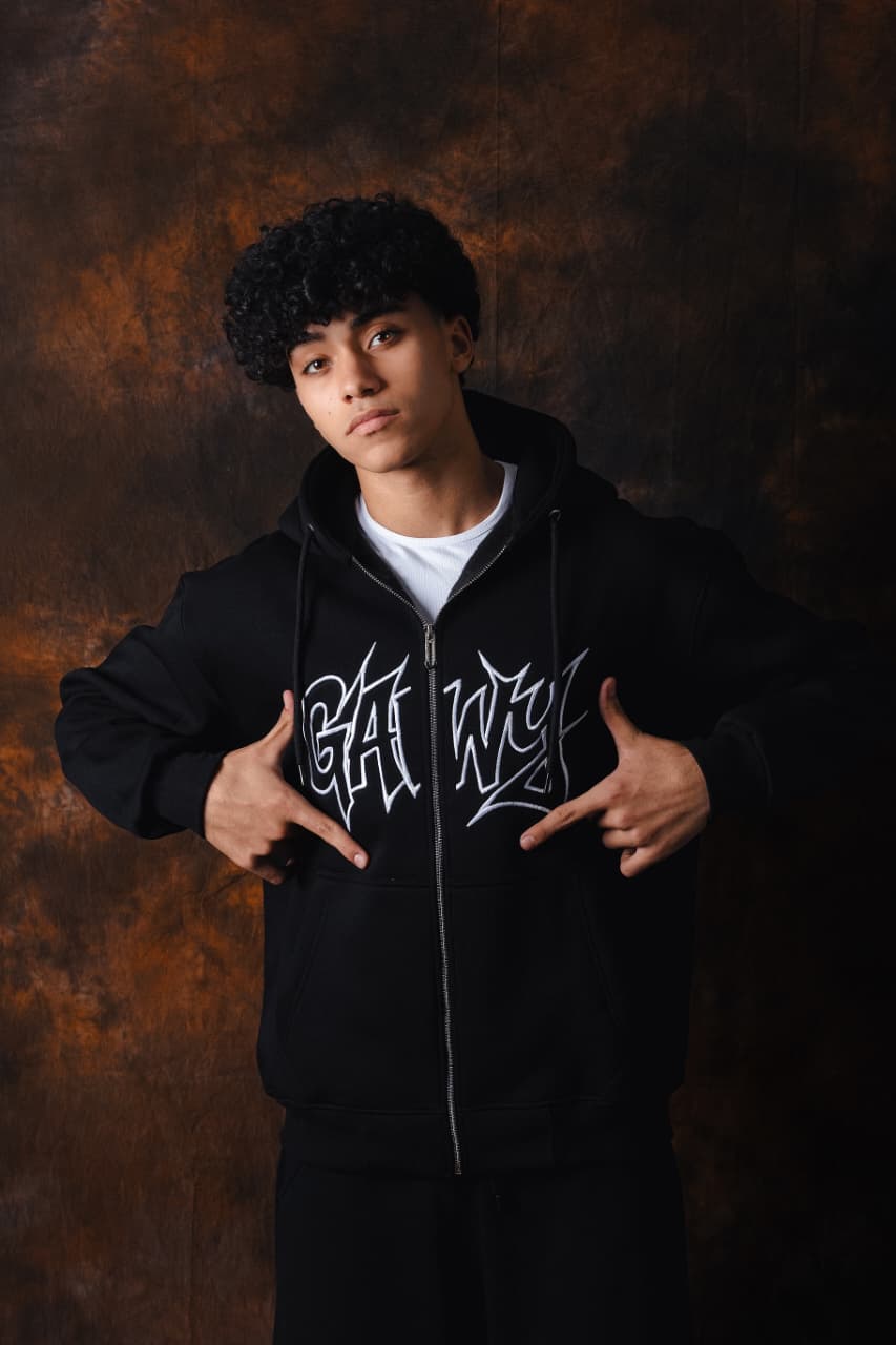 Gawy zipe Hoodie Black
