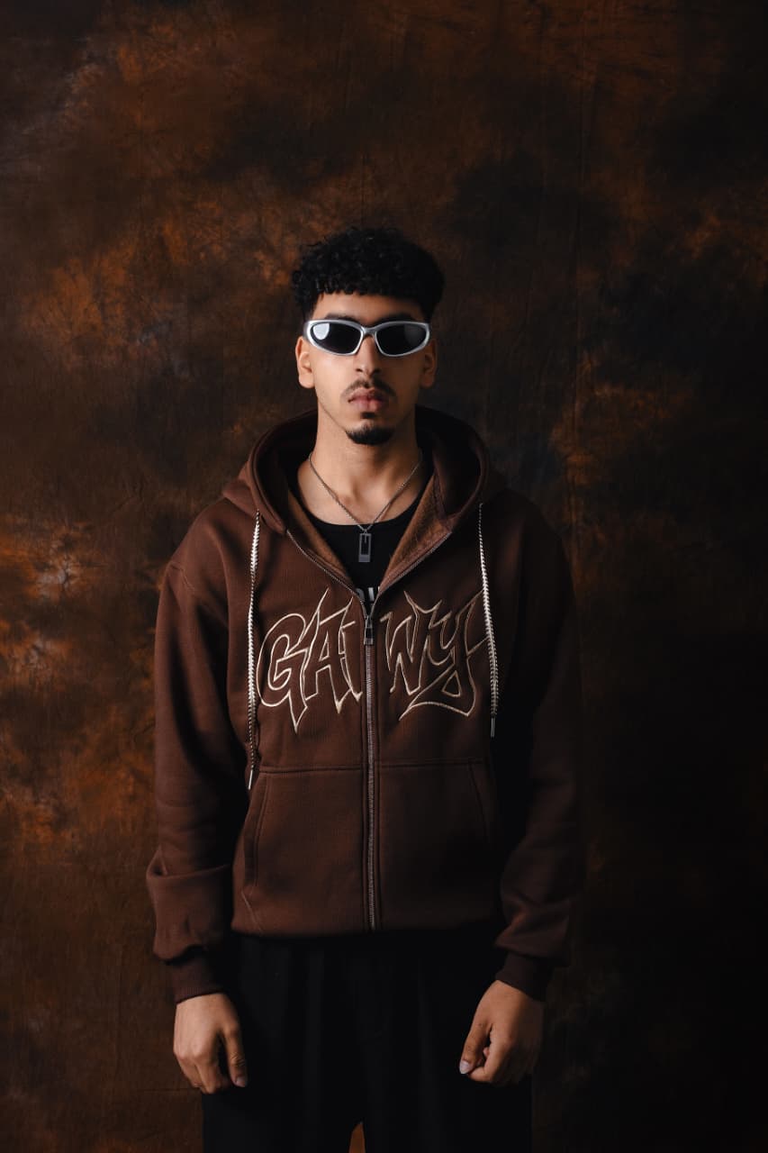 Gawy zipe Hoodie Brown