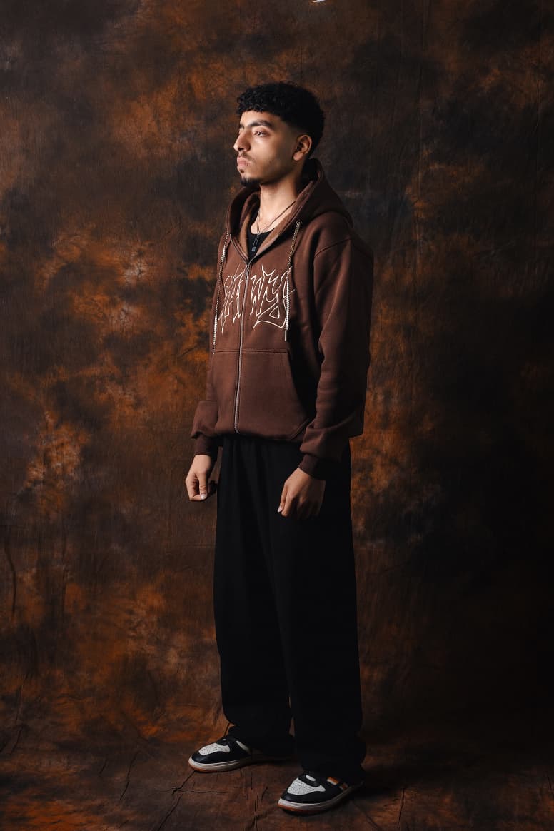 Gawy zipe Hoodie Brown