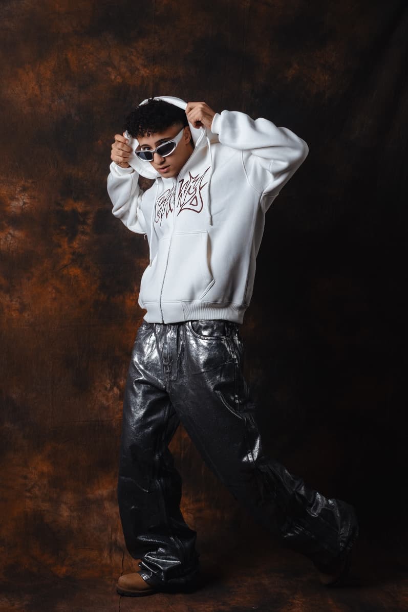 Gawy zipe Hoodie White