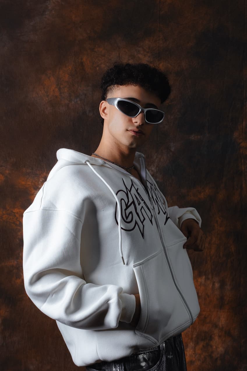 Gawy zipe Hoodie White