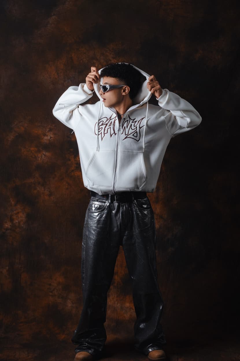 Gawy zipe Hoodie White