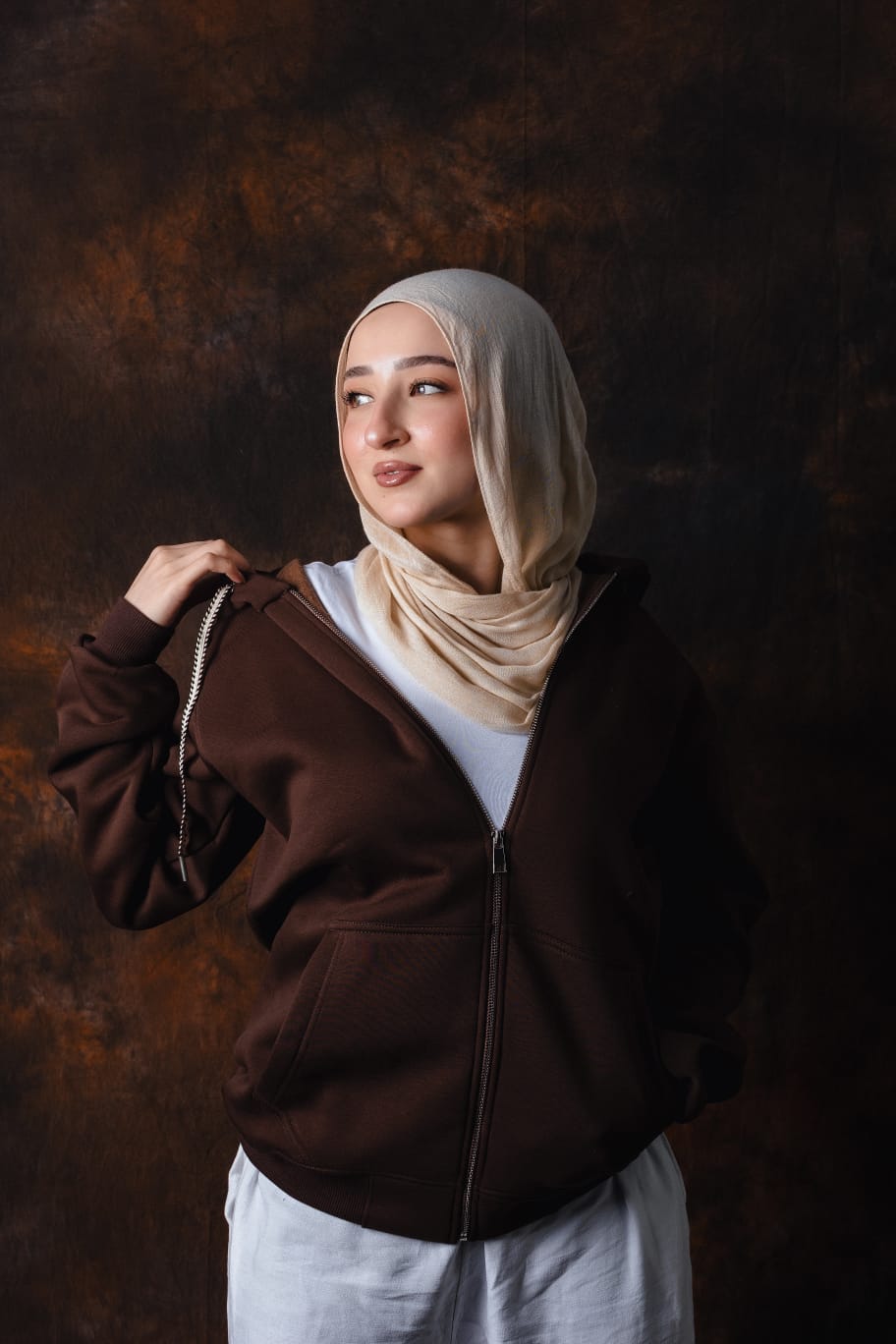 Classic zip hoodie Brown